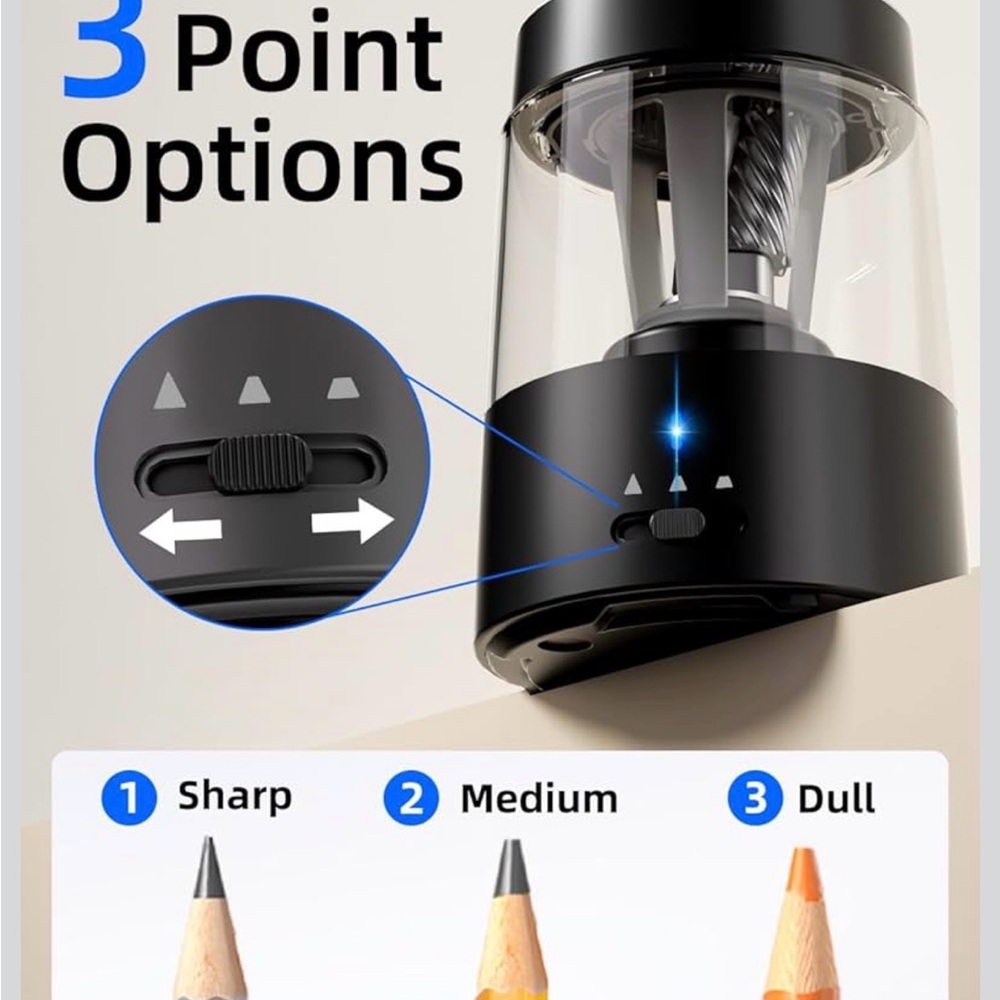 Electric Pencil Sharpener - Black - Picture 3 of 4